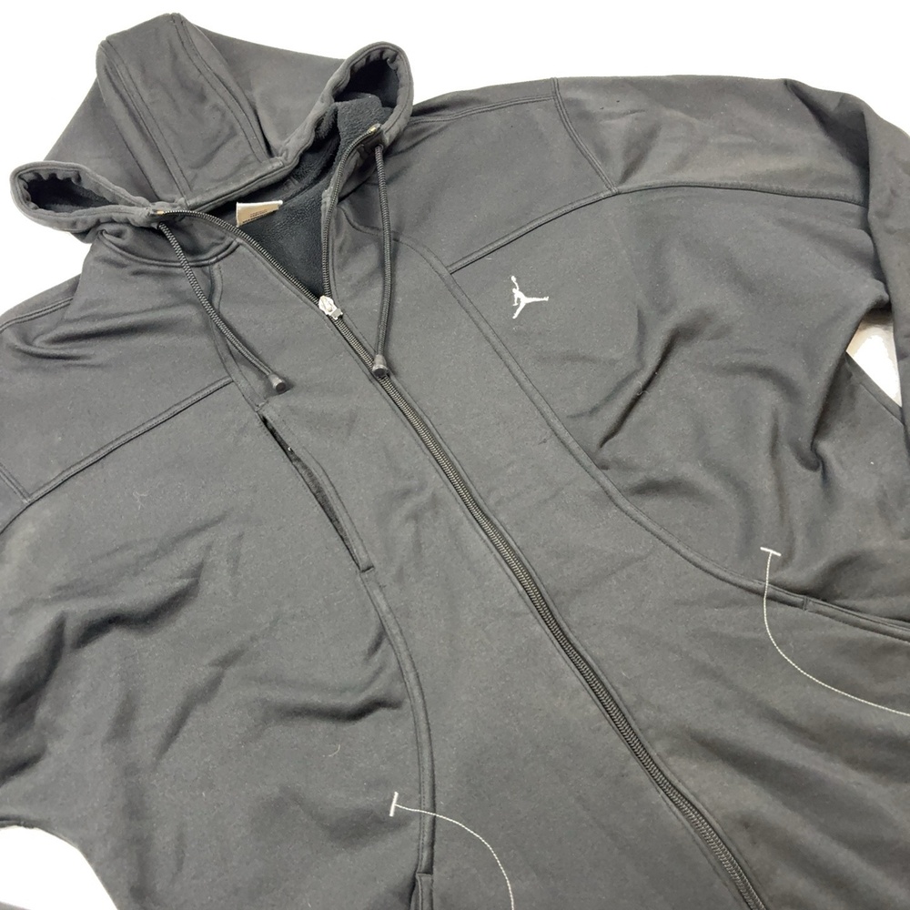 Jordan Jacket Womens XL Black Windbreaker Hooded Lined Full Zip Pockets Fleece